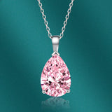 Water Drop Pendant Necklace 925 Silver Zircon Gemstone Women Wedding