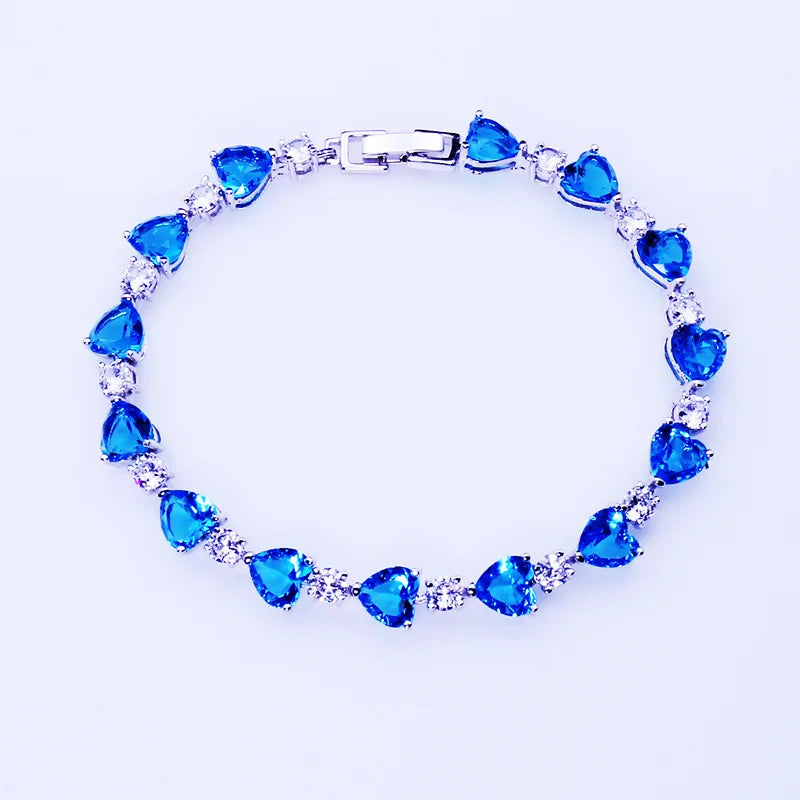 925 Silver Heart Shaped Zircon Women's Bracelet