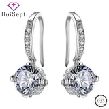 Round Sapphire Zircon Drop Earrings 925 Silver Wedding Party