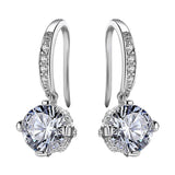 Round Sapphire Zircon Drop Earrings 925 Silver Wedding Party