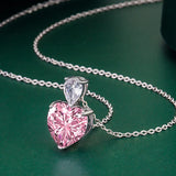925 Silver Heart Pendant Necklace with Zircon Gemstone for Wedding Party Gift