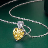 925 Silver Heart Pendant Necklace with Zircon Gemstone for Wedding Party Gift