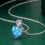 925 Silver Heart Pendant Necklace with Zircon Gemstone for Wedding Party Gift
