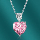 925 Silver Heart Pendant Necklace with Zircon Gemstone for Wedding Party Gift
