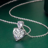 925 Silver Heart Pendant Necklace with Zircon Gemstone for Wedding Party Gift