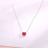 Heart Shape Ruby Gemstone Pendant Silver 925 Necklace for Wedding