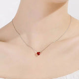 Heart Shape Ruby Gemstone Pendant Silver 925 Necklace for Wedding