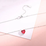 Heart Shape Ruby Gemstone Pendant Silver 925 Necklace for Wedding