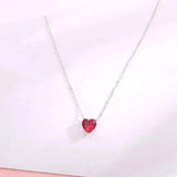 Heart Shape Ruby Gemstone Pendant Silver 925 Necklace for Wedding