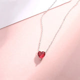 Heart Shape Ruby Gemstone Pendant Silver 925 Necklace for Wedding