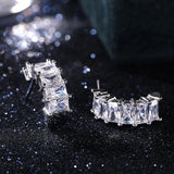 Rectangle CZ Stud Earrings for Women