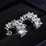 Rectangle CZ Stud Earrings for Women