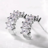 Rectangle CZ Stud Earrings for Women