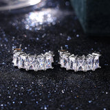 Rectangle CZ Stud Earrings for Women