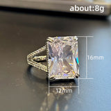 Geometric Square CZ Ring for Women