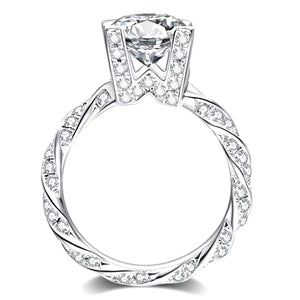 Crystal Cubic Zirconia Ring for Women Engagement Wedding Bands Silver