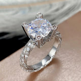 Crystal Cubic Zirconia Ring for Women Engagement Wedding Bands Silver