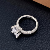 Crystal Cubic Zirconia Ring for Women Engagement Wedding Bands Silver