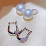 Silver Cubic Zirconia Pearl Dangle Earring for Women