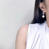 Silver Cubic Zirconia Pearl Dangle Earring for Women
