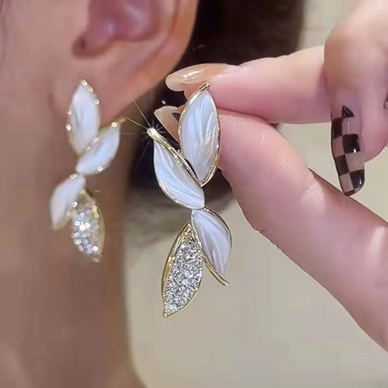 Multi-layer Chains Love Earrings with CZ Stone Inlay