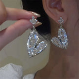 Multi-layer Chains Love Earrings with CZ Stone Inlay