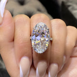 Oval CZ Crystal Wedding Ring Silver Engagement Proposal Jewelry