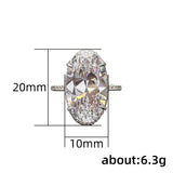 Oval CZ Crystal Wedding Ring Silver Engagement Proposal Jewelry