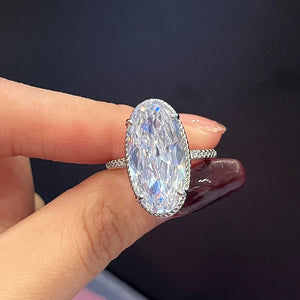 Oval CZ Crystal Wedding Ring Silver Engagement Proposal Jewelry