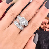 Double Set Heart Rings Women CZ Ring Jewelry
