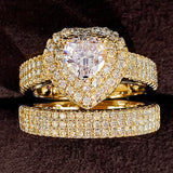 Double Set Heart Rings Women CZ Ring Jewelry