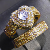 Double Set Heart Rings Women CZ Ring Jewelry