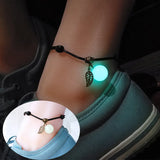 Adjustable Rope Bracelet Anklet with Luminous Bead Pendant