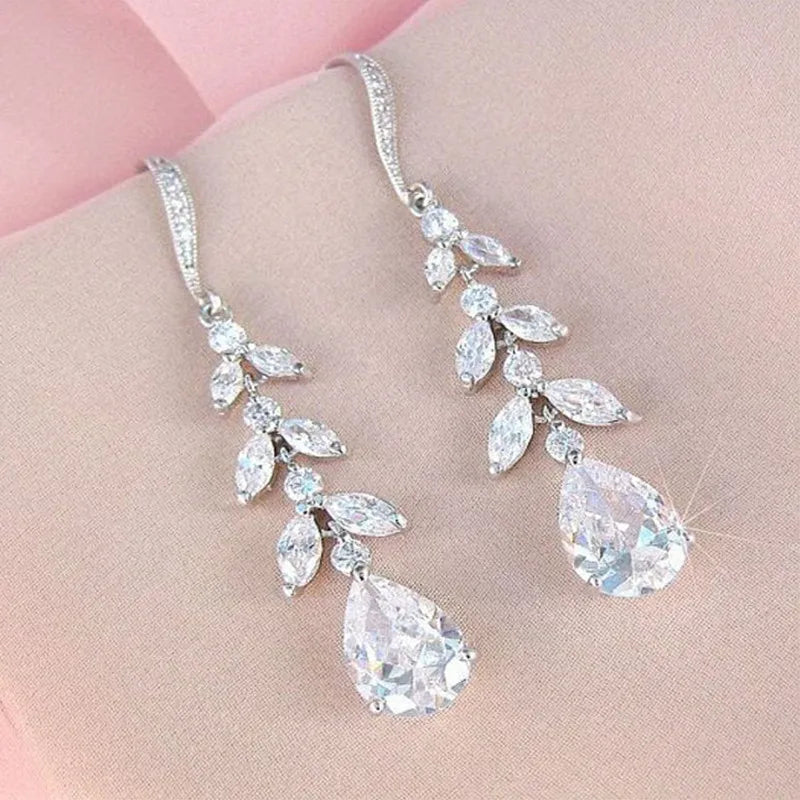 Bridal Dangle Earrings Crystal Cubic Zirconia Women's Earrings