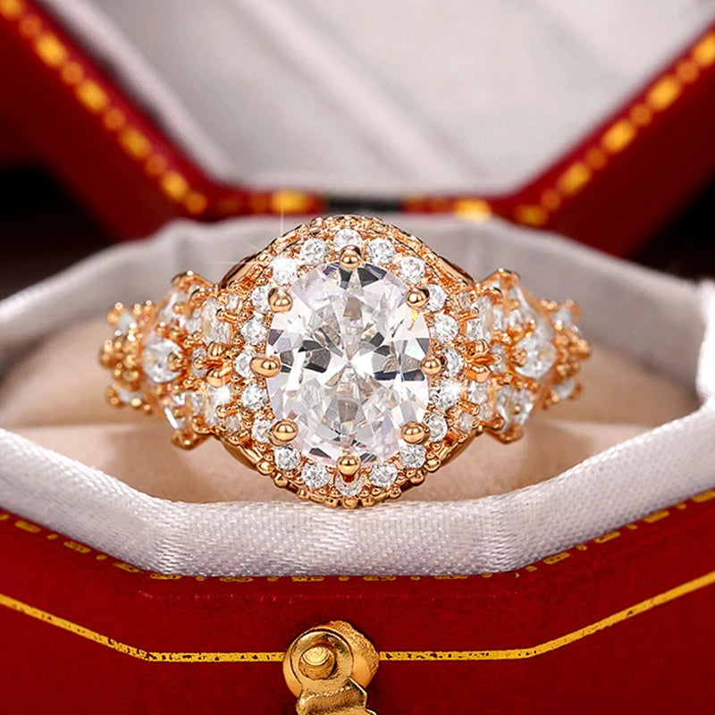 CZ Inlaid Flower Band Rings for Wedding Party