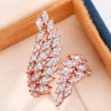 Wings Rings Sparkling CZ Crystal Silver Opening Rings Adjustable