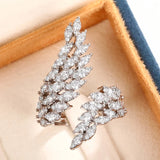 Wings Rings Sparkling CZ Crystal Silver Opening Rings Adjustable