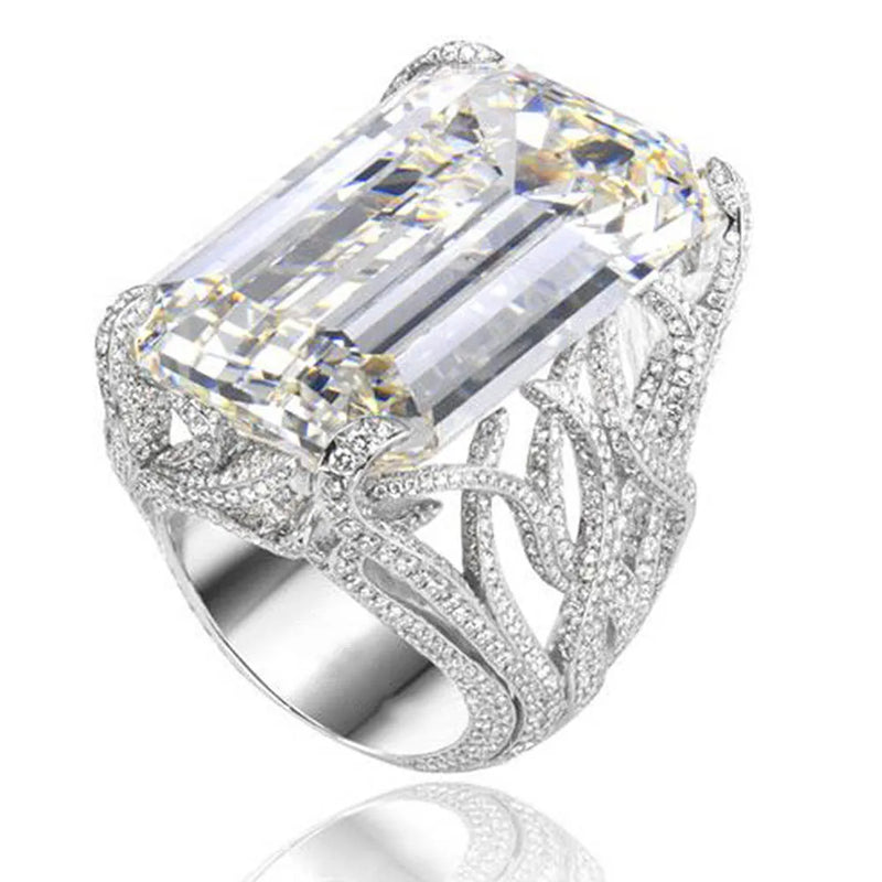 Geometric CZ Wedding Band Women's Ring Silver Party Jewelry