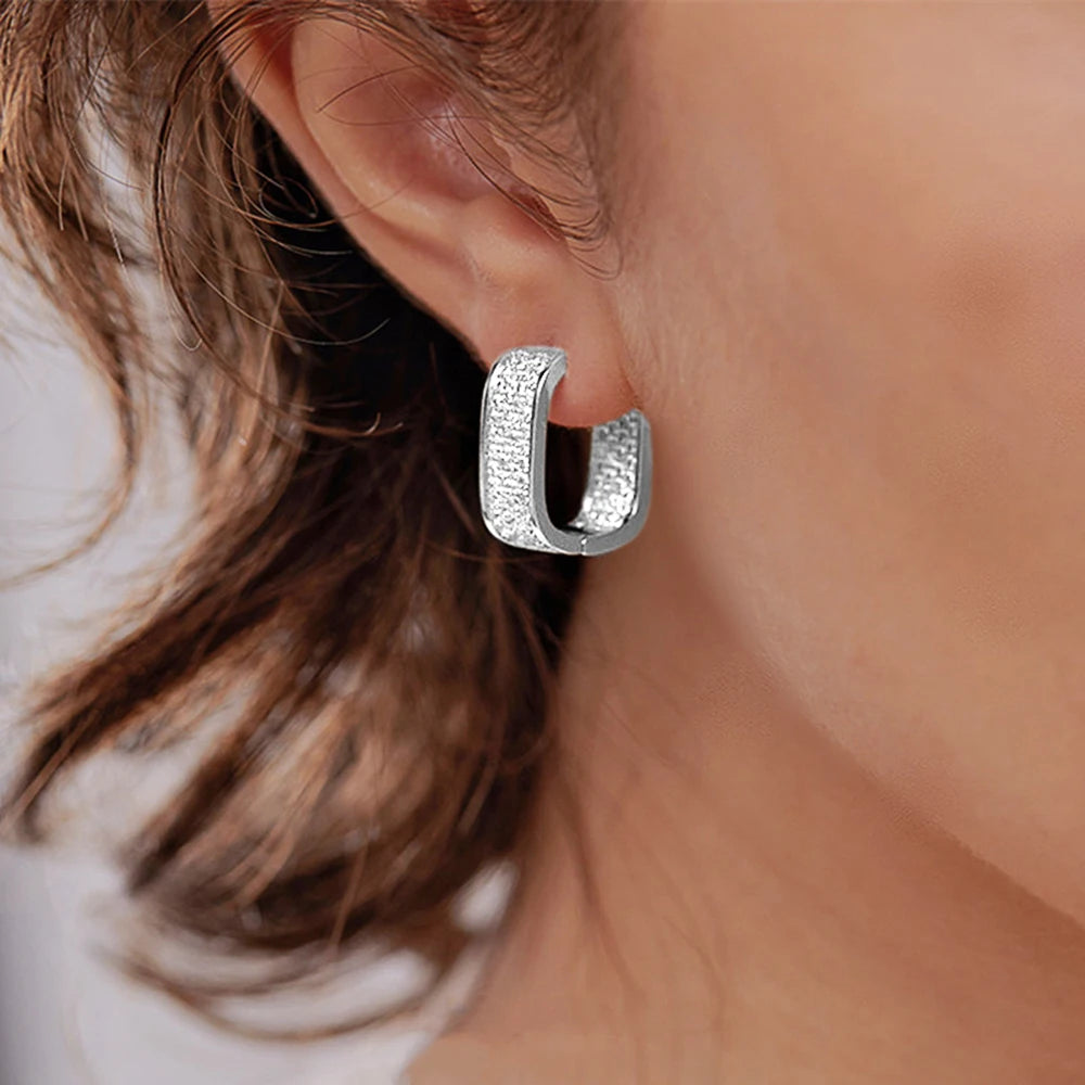 CZ Hoop Earrings for Women Silver Lady Earrings Drop Jewelry
