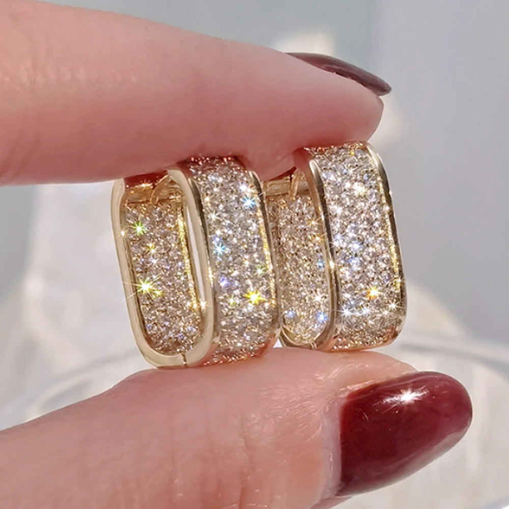 CZ Hoop Earrings for Women Silver Lady Earrings Drop Jewelry