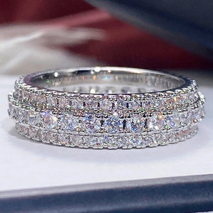 Crystal CZ Wedding Bands Women's Ring Round Circle Shaped Female Rings