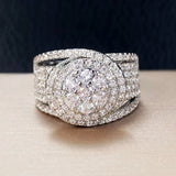 CZ Rings Women Gold/Silver Wedding Proposal Engagement Bands