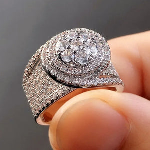 CZ Rings Women Gold/Silver Wedding Proposal Engagement Bands
