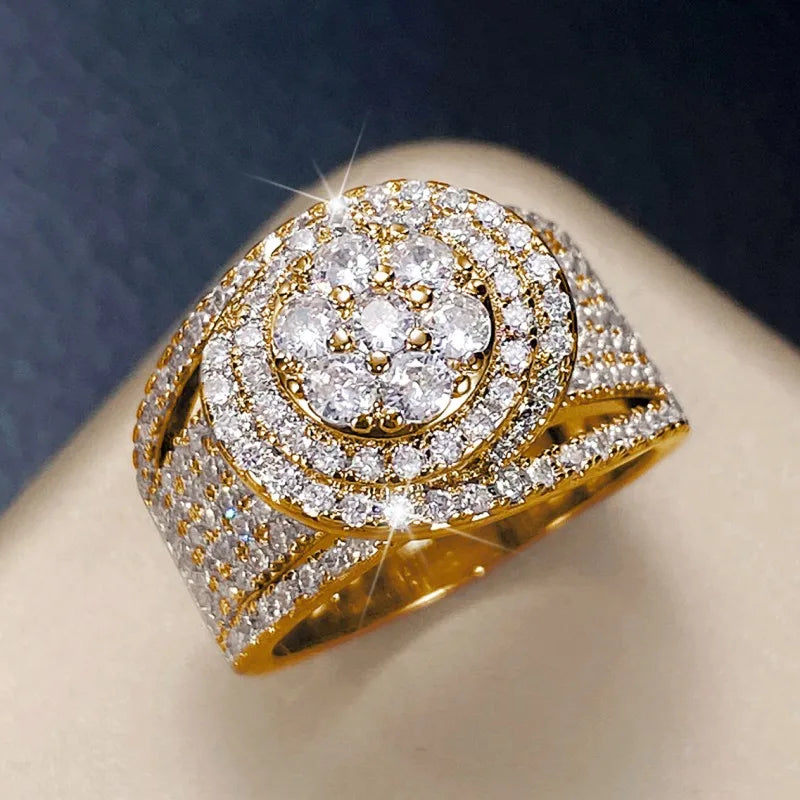 CZ Rings Women Gold/Silver Wedding Proposal Engagement Bands