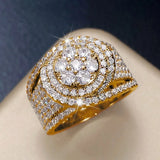 CZ Rings Women Gold/Silver Wedding Proposal Engagement Bands