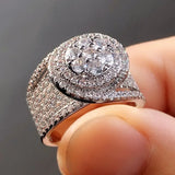CZ Rings Women Gold/Silver Wedding Proposal Engagement Bands