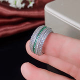 Green/White CZ Rings - Wedding Party Finger Jewelry