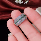 Green/White CZ Rings - Wedding Party Finger Jewelry
