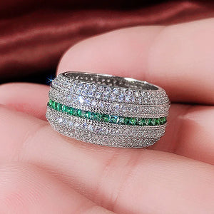 Green/White CZ Rings - Wedding Party Finger Jewelry