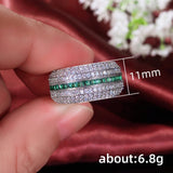 Green/White CZ Rings - Wedding Party Finger Jewelry